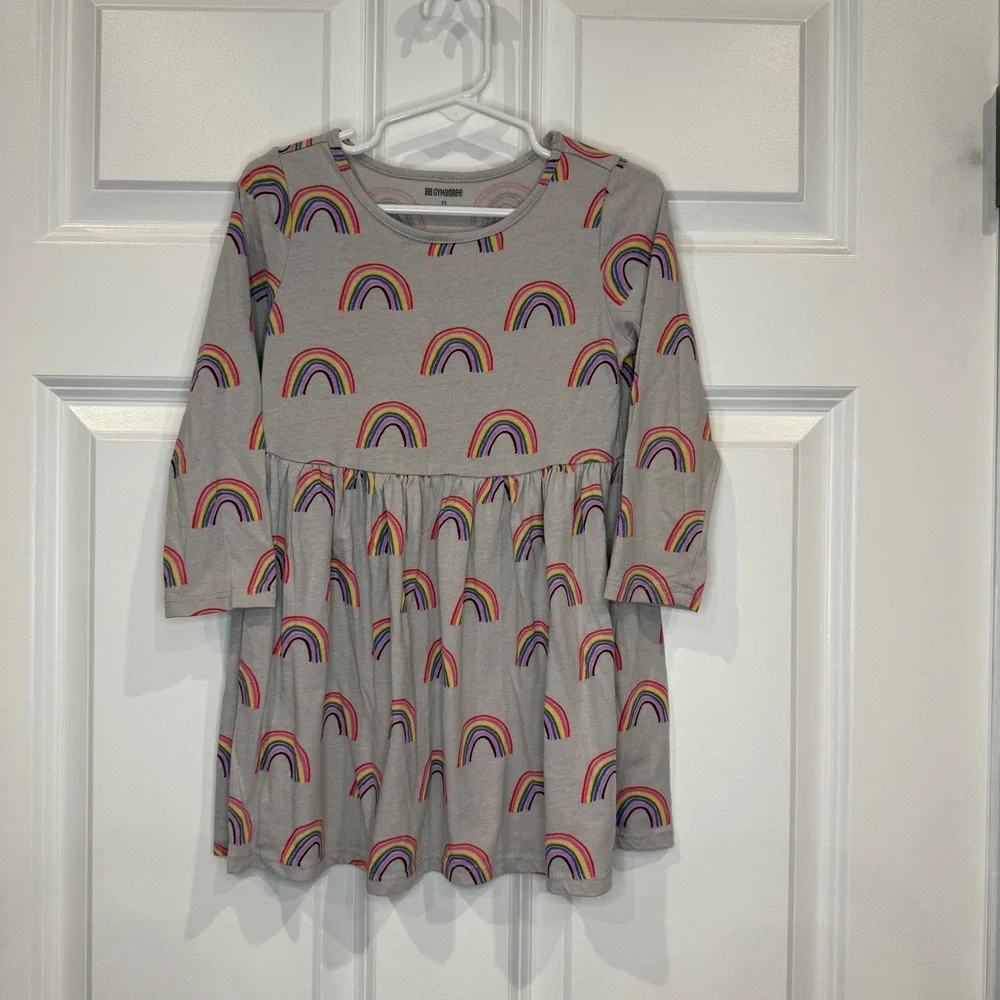 Gymboree‎ Girls Rainbow Long Sleeve Dress Size 3T Gray